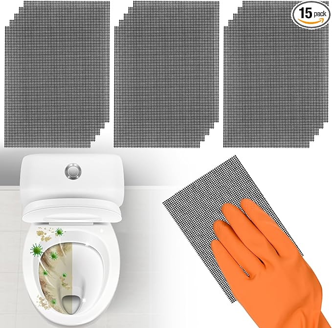 Cleaning Screen, 5.5x4 Inch Upgraded Toilet Cleaner Hard Water 15PCS Toilet Ring Remover Abrasive Grit Mesh Pads for Bowls Griddle Household Stain Calcium Deposits Carbon Rust Scrubber
