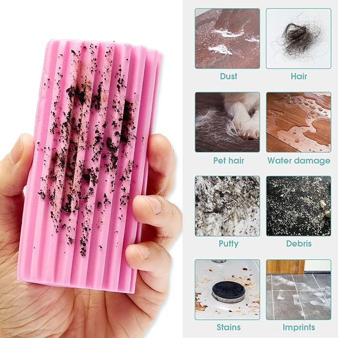 4 Pack Damp Dusting Sponge Duster, Dust Cleaning Sponge, Reusable Household Cleaning Sponge Tool for Blinds, floorboards, Fan Blades, Vents, Glass, Railings, Mirrors(Pink,Green,Yellow,Blue)