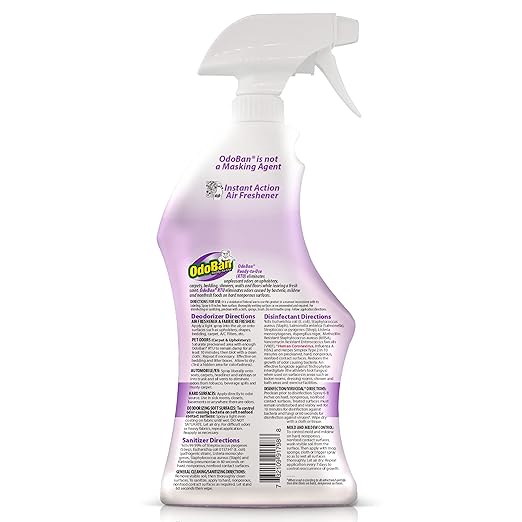 OdoBan Ready-to-Use Disinfectant and Odor Eliminator, Set of 12 Spray Bottles, 32 Ounces Each, Lavender Scent