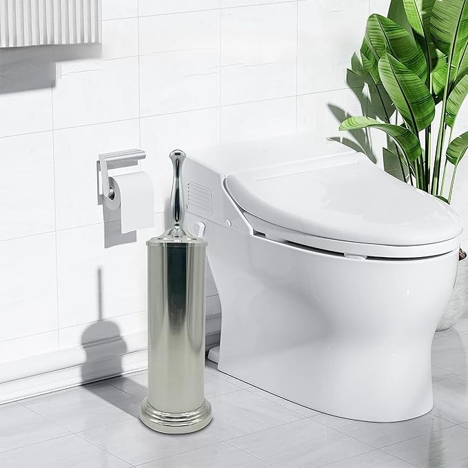 Brushed Nickel Toilet Bowl Brush with Holder, Durable Bathroom Cleaning Tool, Modern Design for Easy Toilet Maintenance, Bathroom Cleaner Brush for Efficient Cleaning and Hygiene