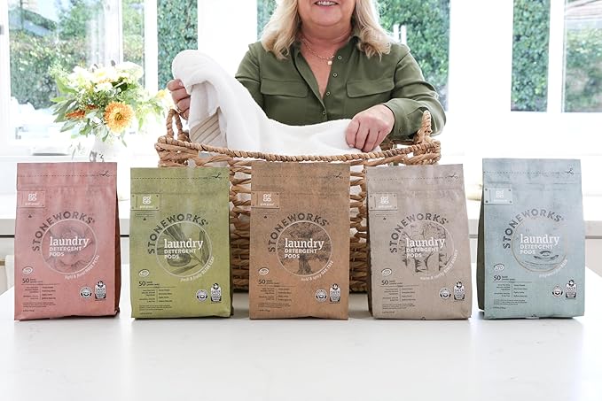 Grab Green Stoneworks Laundry Detergent Pods and Dryer Sheet Bundle, 50 Count Pods and 80 Dryer Sheets, Olive Leaf Scent, Plant and Mineral Based Laundry Care Set