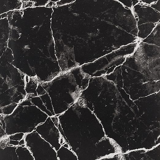 mDesign Round Metal Small 1.7 Gallon Recycle Trash Can Wastebasket, Garbage Container Bin for Bathrooms, Kitchen, Bedroom, Home Office - Durable Stainless Steel - Mirri Collection - Black Marble