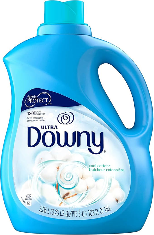 Downy Ultra Laundry Fabric Softener Liquid, Cool Cotton Scent, 103 Fl Oz, 120 Total Loads, Packaging May Vary