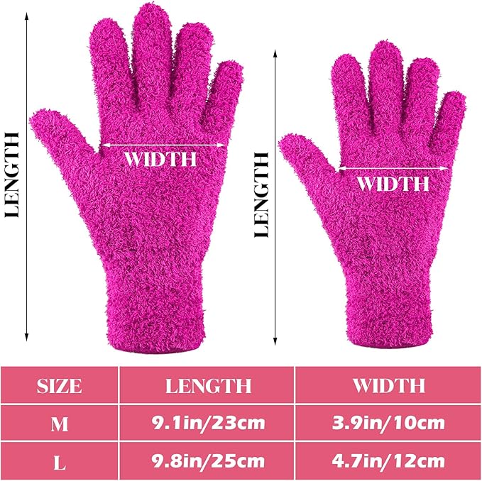 Patelai 3 Pairs Microfiber Plant Dusting Gloves Leaf Cleaning Gloves for Indoor Plants, Blinds, Furniture, House(Large,Purple, Blue, Rose Red)