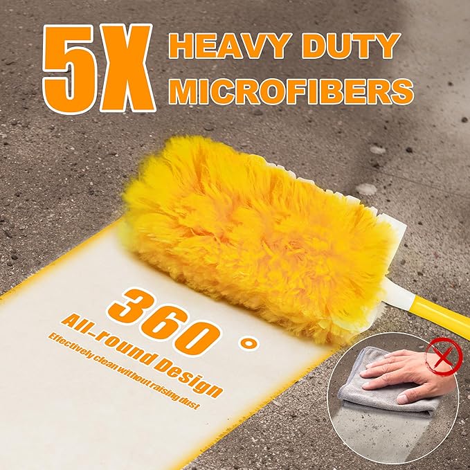 JEHONN Duster Refills for Swiffer 20 Counts, 360 Degree Heavy Duty Dusting Kit with 1 Extendable Handle + 1 Short Handle, Multi-Surface Dust Cleaning Tool for Blinds Bookshelf Furniture Electronics