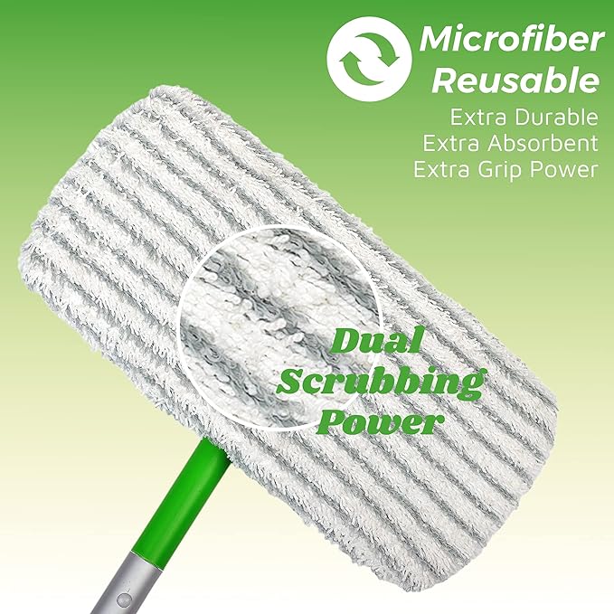 4 Pack of Reusable Mop Pad Compatible with Swiffer Sweeper, Heavy Duty Scrubby Microfiber Mop Cover Multi-Surface Cleaning Wet Dry Refills