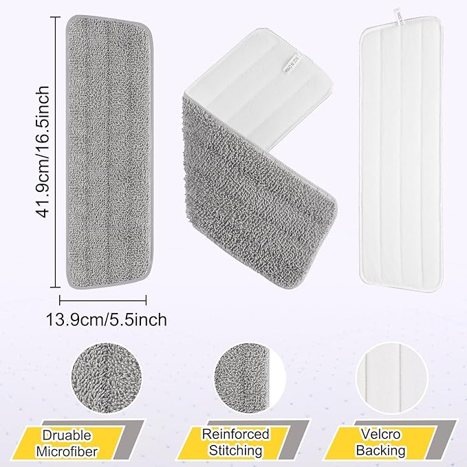 8 Pack 16.5 inch Reusable Mop Pads Microfiber Spray Mop Replacement Heads for Wet/Dry Mops Compatible with Bona Floor Care System (4 Color Mops)