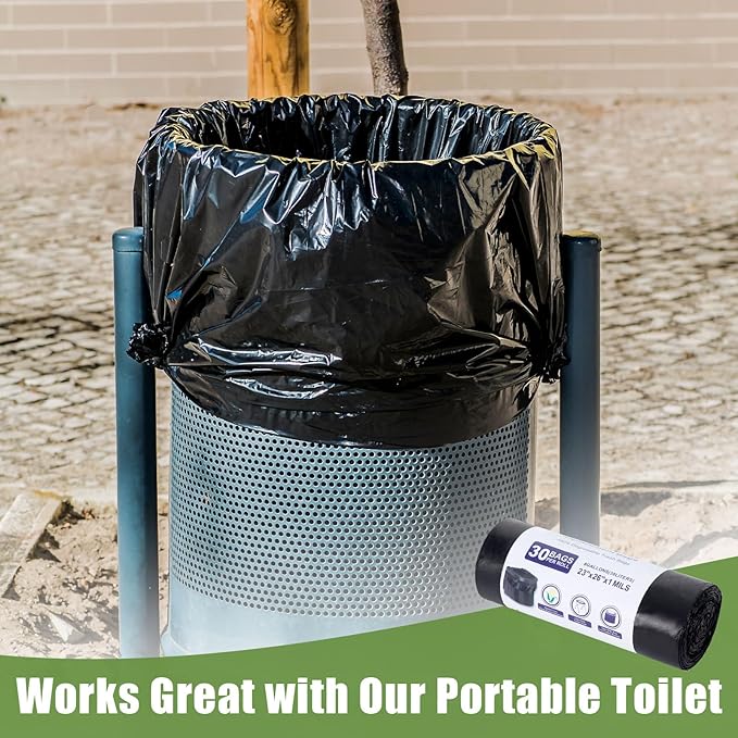 8 Gallon Portable Trash Bags, 60 Count Portable Toilet Bags, Outdoor Toilets Wag Bag Camping Compost Toilet Seat Bags Human Waste Kit for Adults Outdoor Travel Boating Camping Car Essentials