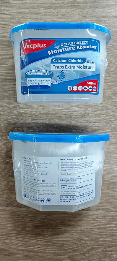 Vacplus Moisture Absorbers 6 Pack, 10.5 Oz Portable Humidity Absorber Boxes for Your Bathroom, Closet & Car, Dehumidifier with Ocean Fragrance, Light Blue