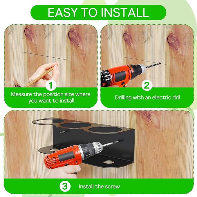 2 Pcs 3 Holes All-Purpose Spray Bottle Holder Wall Mount Heavy Duty Spray Can Holder Rack Organizer Storage for Home Garage Workspace, Heavy-Duty Powder Coated Steel Storage Rack