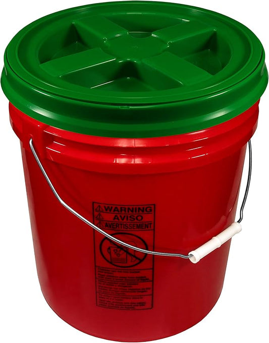Red 5 Gallon 90 mil Bucket with Gamma Seal Lid (Green)