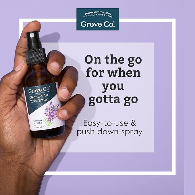 Grove Co. Toilet Spray, Clear the Air Bathroom Spray Air Freshener (2 fl oz) Odor Eliminator for Strong Odor, 100% Natural Lavender Blossom Scent, Vegan, Paraben & Phthalate Free (Pack of 3)