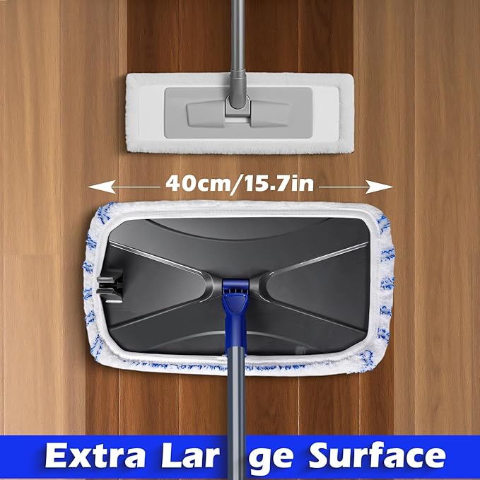 MASTERTOP Microfibre Flat Mop, Extended Wet Dry Large Floor Mop with 5 Reusable Pads & Telescopic Handle, Dust Mops for Laminate Wooden Hard Floor Vinyl Tile Floors Cleaning - Send 1 Cleaning Scraper