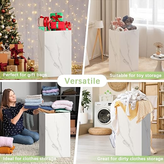 4 Pack Extra Large Disposable Trash Cans, Reusable Portable Garbage Can, 13 Gallon (21.6" H x 13.5" W x 10" D), Extra Thick Recycled Cardboard Portable Garbage Can and Recycling Bins,Marble