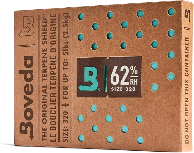 Boveda 62% Two-Way Humidity Control Pack For Storing 5 lb – Size 320 – Single – Moisture Absorber for Storage Containers – Humidifier Pack – Individually Wrapped Hydration Packet