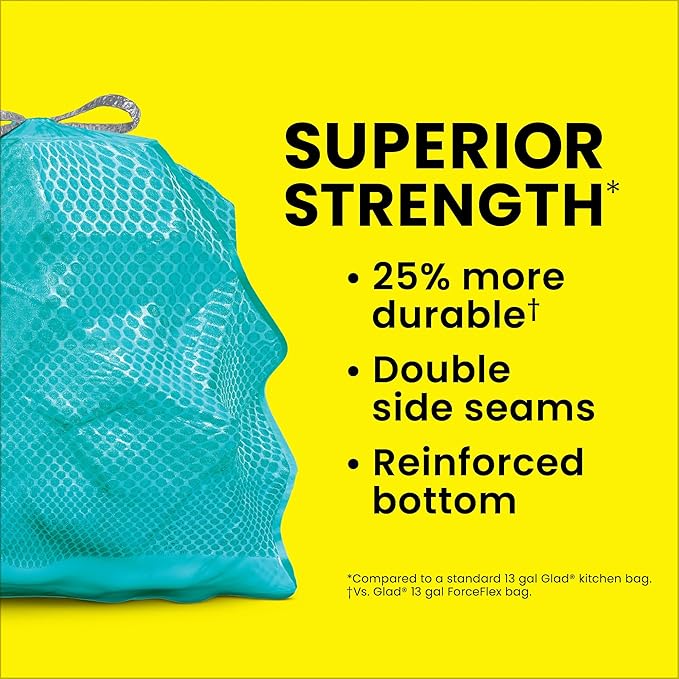Glad ForceFlex MaxStrength Kitchen Trash Bags, 13 Gal, Bahama Bliss Febreze, 90 Ct (Pack May Vary)