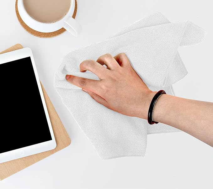 Avalon Towels Microfiber Cleaning Cloths (Value Pack of 36) Size 16" x 16", Highly Absorbent Cleaning Rags, Lint Free Cleaning Towels, Reusable and Washable, Microfiber Towels for Cars (White)