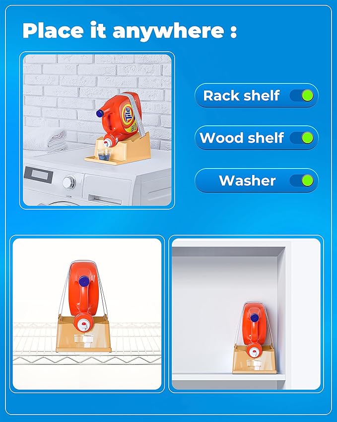 TidyFriend Laundry Detergent Holder Stand Organizer with Drip Tray, 2 Pack Laundry Soap Holder with Non-Slip Rubber Feet for Washing Space Organization, Angled Downward Slope for Easy Pouring (Beige)