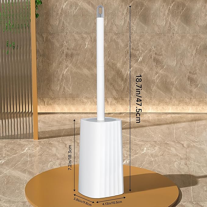 2 Pack Toilet Brush & Holder Set, Lightweight Plastic Handle, Space Saving for Storage, Deep Cleaning, Drip-Proof, Easy to Assemble, Nylon Bristles (2, White)