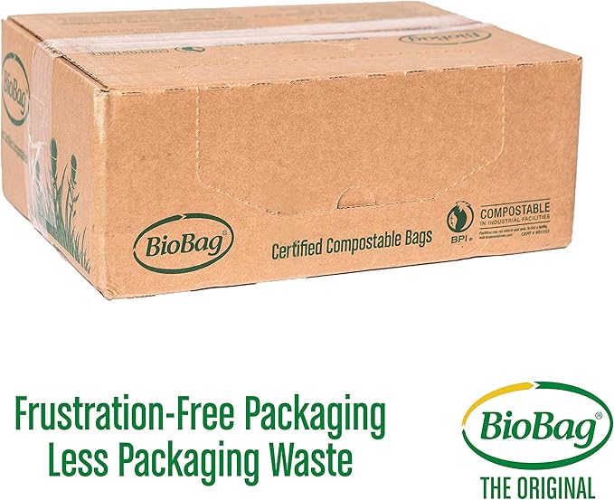 BioBag (USA) The Original Compostable Bag, 39 Gallon, 120 Count, 100% Certified Compostable Trash Bag Liners for Food Waste, Extra Strong and Durable, Trash Bag