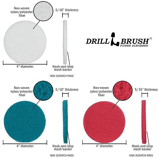 All Purpose Scrub Pads - Six Pack of Cleaning Pads - Bathroom Cleaner - Auto Detailing - Stove Top - Drill Accessories Pads for Deep Clean - Shower Scrubber - Glass Cleaner - Tub Stain Remover