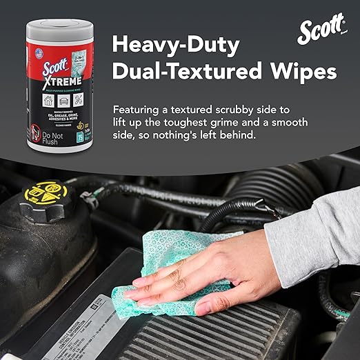 Scott Shop Original Xtreme Multi-Purpose Cleaning Wipes (54591), Heavy Duty Textured Extreme Clean Wiper with Citrus Scent, 9"x7" Wipe (6 Canisters of 75 Sheets, 450 Sheet Total)