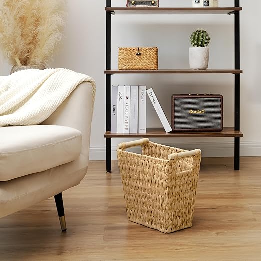 GRANNY SAYS Bathroom Wastebasket, Wicker Trash Can with Handles, Waterproof Bathroom Trash, Decorative Wastebasket for Bedroom, 2-Pack