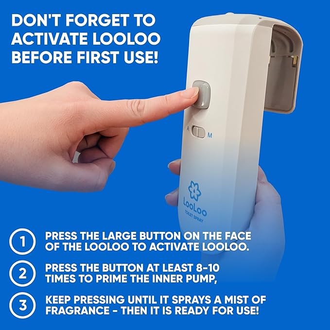 LooLoo Touch-Free Toilet Freshener Fragrance Refills- Natural Essential Oils - Toilet Smell Eliminator, Bathroom Deodorizer, Air Freshener Spray For Bathroom - Peppermint Vanilla Fragrance 2.0 Fl Oz