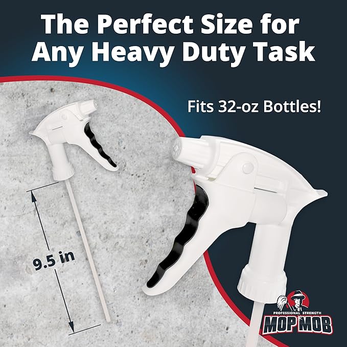 Leak Proof, High Capacity Spray Heads ONLY 3 Pack. Fits 32 Oz Bottles (NOT Incl). Clear, Heavy Duty Plastic Sprayer Replacements for Chemicals, Bleach and Liquid Cleaner. Best Home Cleaning Supplies