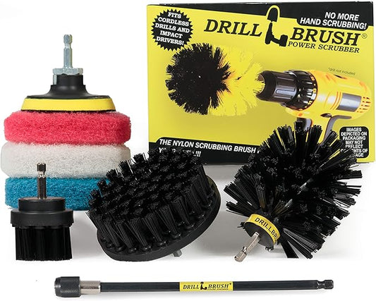 Drillbrush - Drill Scrub Brush Attachment - Brush Hard Cleaning - Grill Brush and Cleaner - Powered Grill Brush - Cleaning Tools - Drill Brush Bathroom Cleaner Pads - Bathroom Shower Cleaner