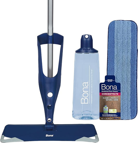 Bona Hardwood Floor Premium Spray Mop - Includes Wood Floor Cleaning Concentrate and Machine Washable Microfiber Cleaning Pad - Dual Zone Cleaning Design for Faster Cleanup
