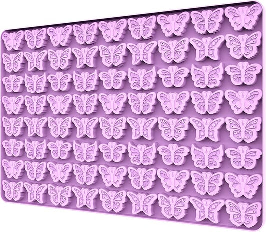 Butterfly Molds Silicone for Chocolate Candy Gummy, Small Wax Melt Molds Butterfly Baking Molds Ice Cube Tray with Scraper