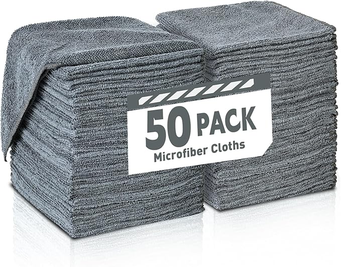 Microfiber Cleaning Cloths Bulk Pack-50 Pack, Microfiber Towels Bulk, Towels for Cars, Cleaning Rags Gray (12x12 inches)