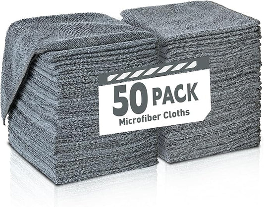 Microfiber Cleaning Cloths Bulk Pack-50 Pack, Microfiber Towels Bulk, Towels for Cars, Cleaning Rags Gray (12x12 inches)