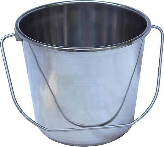 Stainless Steel Milk Pail Bucket, with Handle, and Open Lip Edge, and Optional lid. Also Good for Compost (18 Qt Pail with Lid)