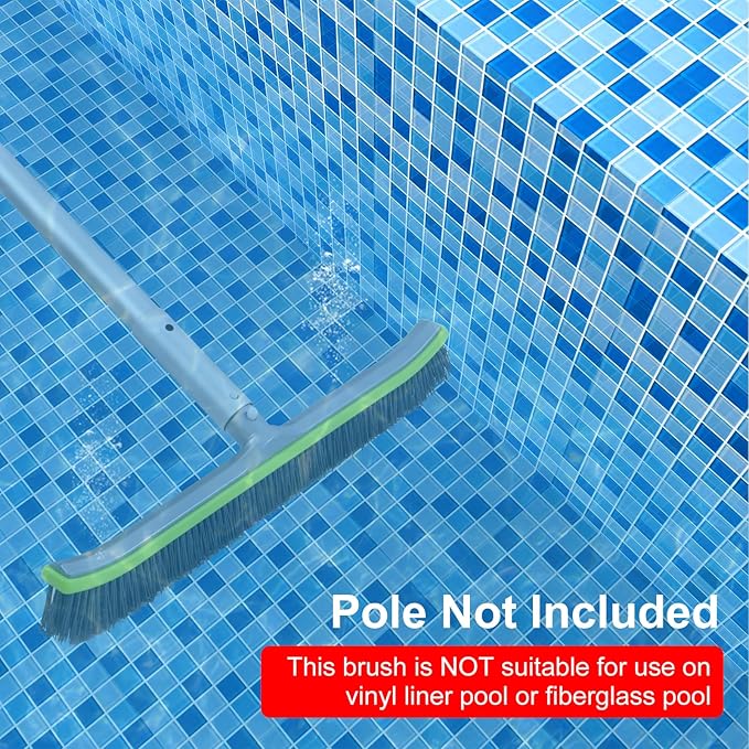 Pool Brush Head for Cleaning Plaster and Gunite Concrete Surfaces,Heavy Duty Inground Swimming Pools Stiff Bristles Scrub Brushes