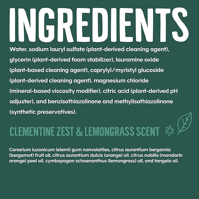 Seventh Generation Dish Liquid Soap Clementine Zest Lemongrass Pack of 6 Dishwashing Soap Liquid Soap 19 oz