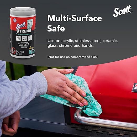 Scott Shop Original Xtreme Multi-Purpose Cleaning Wipes (54591), Heavy Duty Textured Extreme Clean Wiper with Citrus Scent, 9"x7" Wipe (6 Canisters of 75 Sheets, 450 Sheet Total)