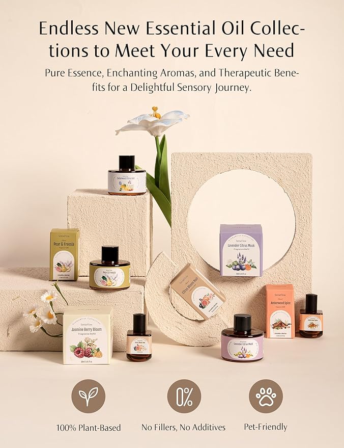 SF101S Smart Wi-Fi Waterless Ultrasonic Essential Oil Diffuser–100% Plant-Based,120-Day Natural Air Freshener & Aromatherapy scent Diffuser Covers 100㎡ for Home,Hotel-Peach Star Aura