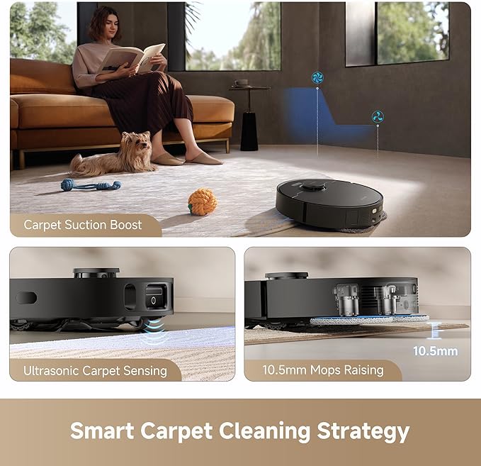DREAME L40s Ultra CE Robot Vacuum and Mop Combo with Self-Emptying Dock, 13,000Pa Suction, Mop Self-Cleaning and Auto-Raising, Ultrasonic Carpet Sensing, Ideal for Pet Hair, Carpet and Hard Floors