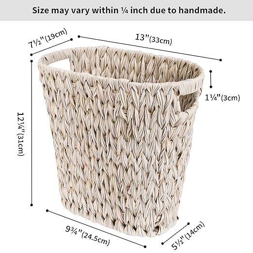 GRANNY SAYS Wicker Trash Can, Waterproof Bathroom Trash Can, Wicker Waste Basket for Bathroom, Decorative Boho Waste Basket for Bedroom, Office, 19 Liters/5 Gallons