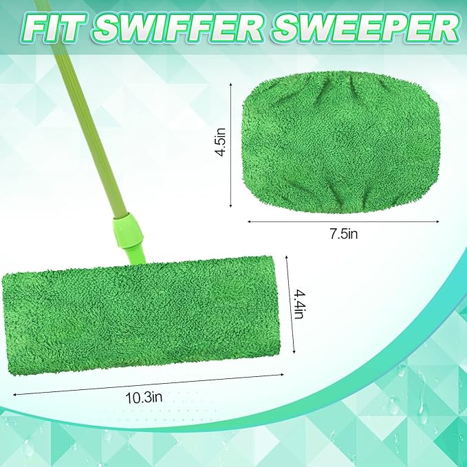 Nuogo 8 Pack Reusable Wet Mop Pads Refills Compatible with Swiffer Sweeper Mops Household Cleaning Washable Mop Pads for Wet & Dry Use (Mop is Not Included)