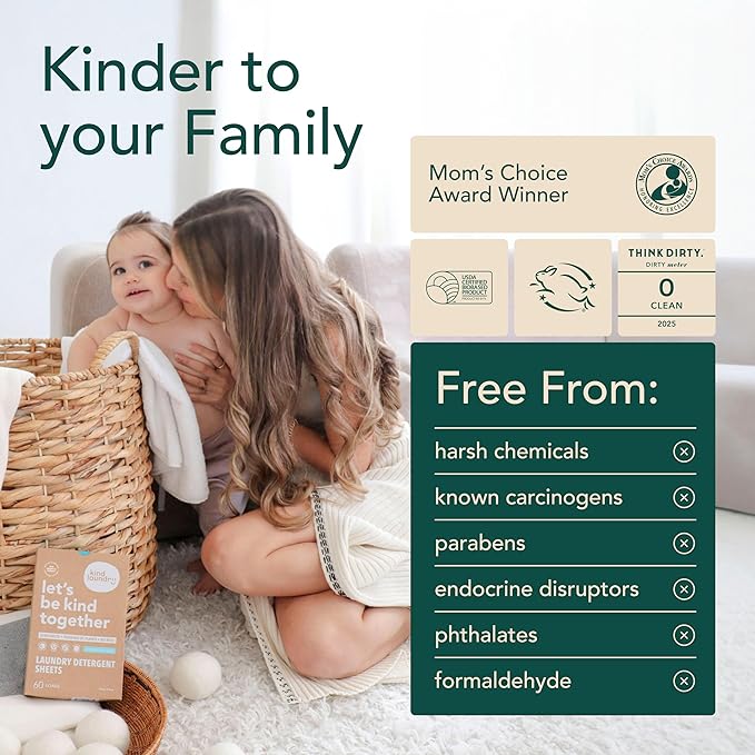 Kind Laundry Detergent Sheets with Powerful Stain-Fighting Enzymes - Biodegradable Plant Powered Eco-Friendly Laundry Soap Sheets - Home or Travel Laundry Detergent (Ocean Breeze, 32 Loads, 10 Pack)