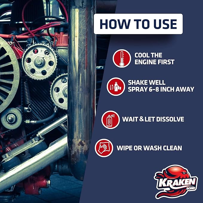 KRAKEN BOND Engine Cleaner Spray - (1x12.3 fl. Oz) Engine Degreaser for Engine Bay, Gunk, and Motor | 1 Pack