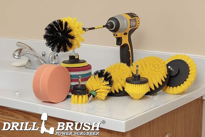 Drill Brush Power Scrubber by Useful Products - Toilet Bowl Power Brush - Bathroom Cleaner - Shower Cleaner - Bathroom Accessories Set - Cleaning Kits - Spin Scrubber Drill Attachments for Cleaning