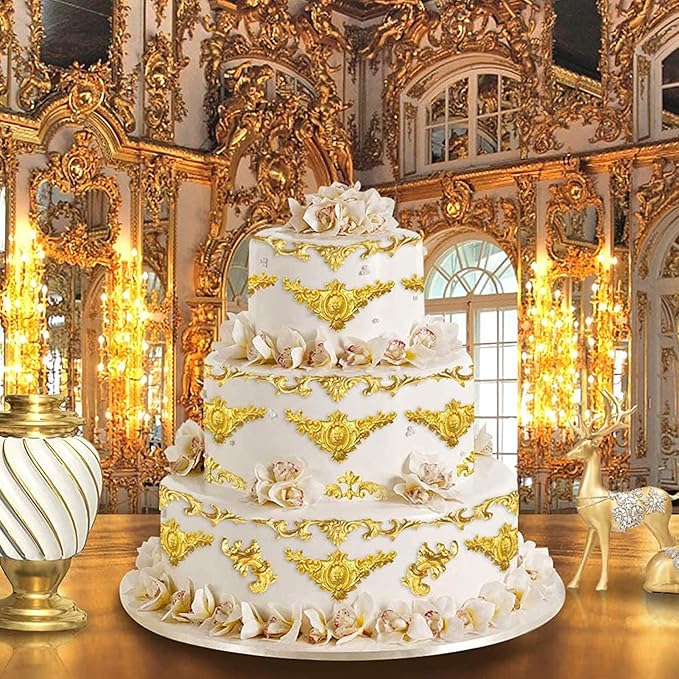 Baroque Style Silicone Molds, Curlicues Scroll Lace Fondant Molds, Vintage Relief Flower Mould Filigree 3D Clay Mold for Gummy Sugar Cookie Pastry Chocolate Mold for Clay Cupcake Topper Decor(6Pcs)