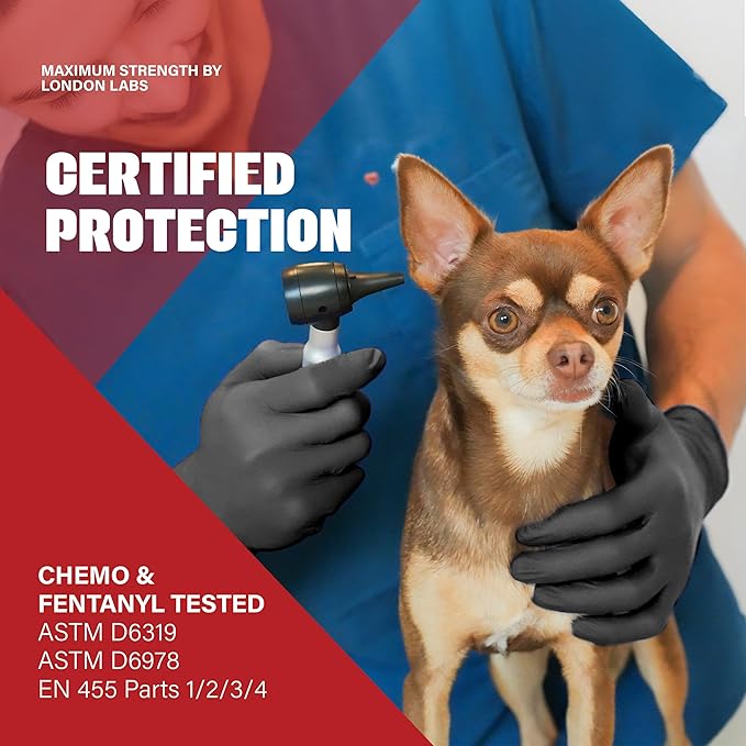 Synsafe 4 Mil - Black Nitrile Exam Gloves –Disposable Latex Free & Powder Free – Extra Strong, Rubber Gloves – First Aid Kit, Medical, EMT, Cleaning, Cooking | Pack of (100 ct)