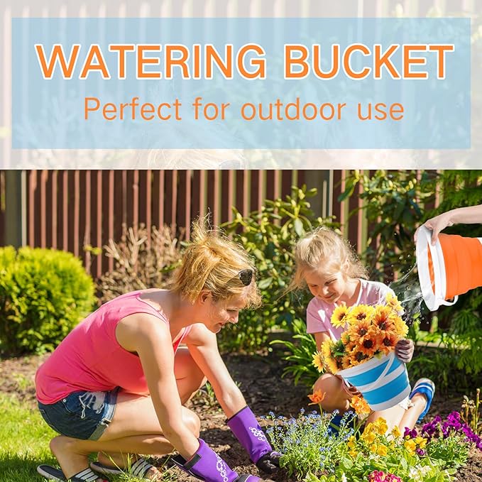 Pickmesh 4 Pcs Autumn Camping Collapsible Bucket, Small Cleaning Bucket with Handle 2.6 Gallon (10l) for Household Outdoor Car Washing Portable Camping Beach Sand Tub(Blue, Green, Orange, Pink)