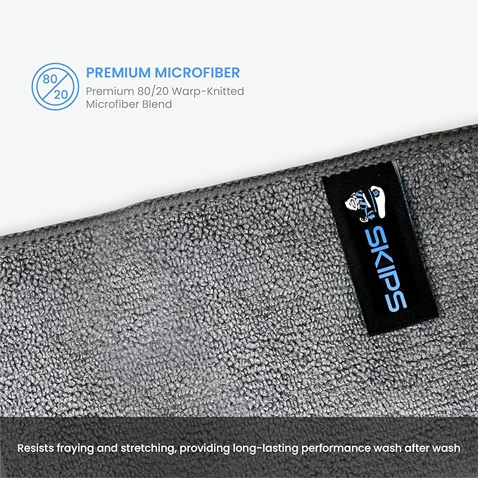 SKIPS Mini Microfiber Towels: 2-Pack of Premium Interior Detailing Towels, Lint-Free Microfiber Cleaning Cloth for Cars, Boats, and Large Surfaces - Ultra-Soft, Streak-Free, Safe for Paint
