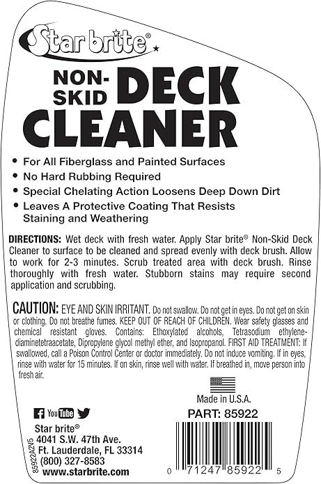 STAR BRITE Non-Skid Deck Cleaner & Protectant Ultimate Boat Deck Wash - Protects Against Future Stains & UV - Ideal for Fiberglass, Vinyl, Plastic, Painted & Metal Surfaces